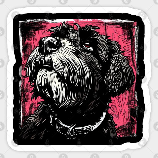 Retro Art Black Russian Terrier Dog Lover Sticker by June Sixteen